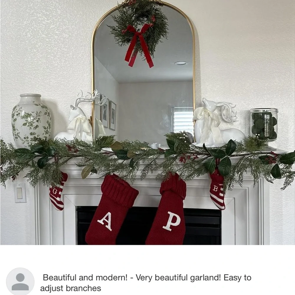 6’ Faux Cedar & Magnolia Leaf with Winterberries Christmas Garland, Two